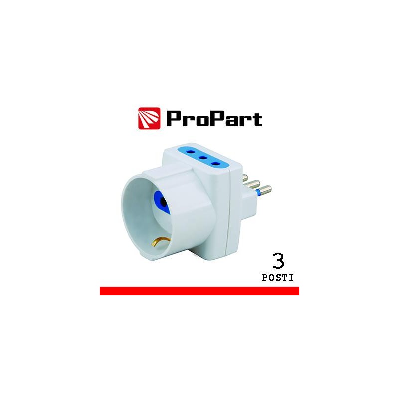 Adattatore triplo 3pos 10A/schuko spina10A polybag