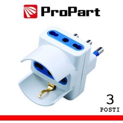 Adattatore triplo 3pos bipasso/schuko spina16A polybag
