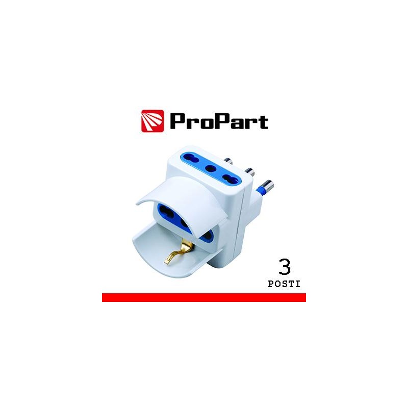 Adattatore triplo 3pos bipasso/schuko spina16A polybag