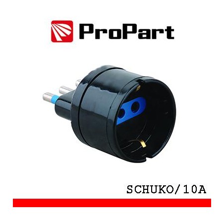 Adattatore schuko spina10A nero
