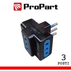 Adattatore triplo 3pos 10A spina10A polybag nero