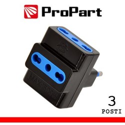 Adattatore triplo 3pos bipasso spina16A nero