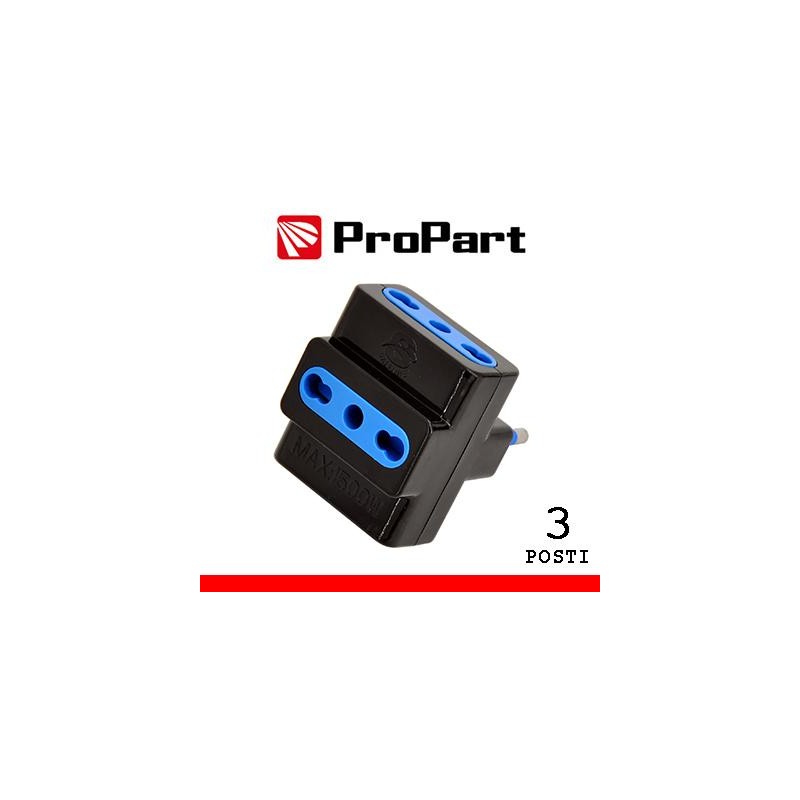 Adattatore triplo 3pos bipasso spina16A nero