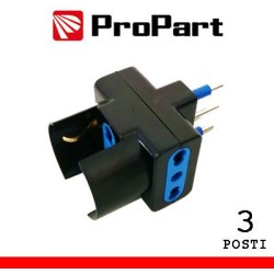 Adattatore triplo 3pos bipasso/schuko spina16A polybag nero