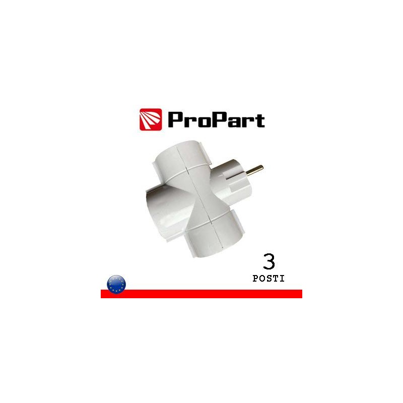 Adattatore triplo 3 pos Schuko spina Schuko 16A polybag