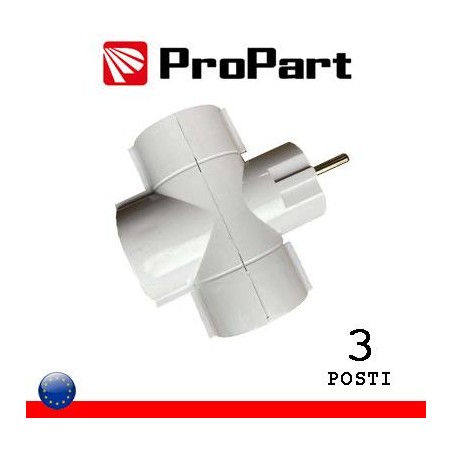 Adattatore triplo 3 pos Schuko spina Schuko 16A polybag