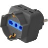 Adattatore triplo 3pos bipasso/schuko spina Schuko nero