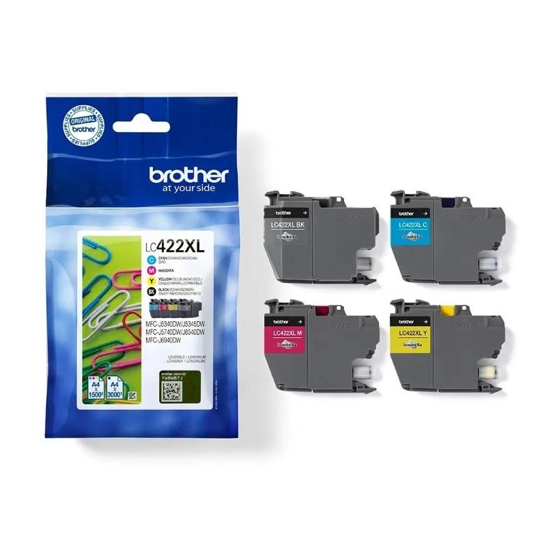 CARTUCCE ORIGINALE BROTHER MULTIPACK LC-422XL NERO+COLORI