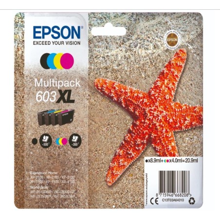 CARTUCCE ORIGINALE EPSON 603XL MULTIPACK 4 NERO E COLORI STELLA MARINA