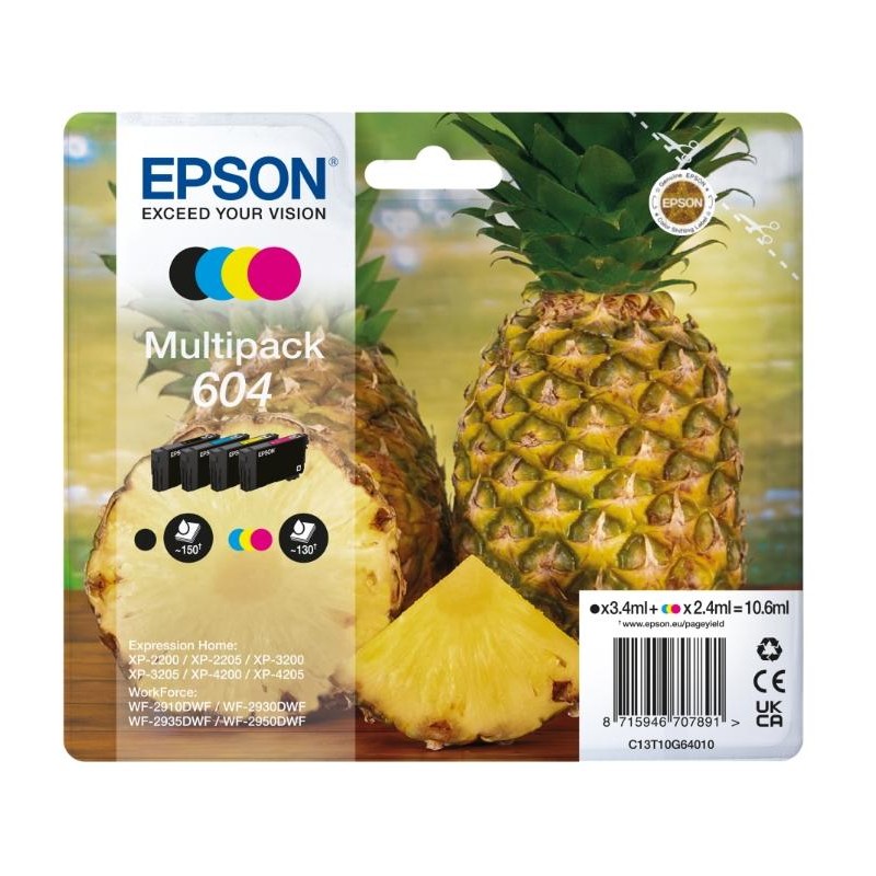 CARTUCCE ORIGINALE EPSON 604 MULTIPACK NERO E COLORI ANANAS 