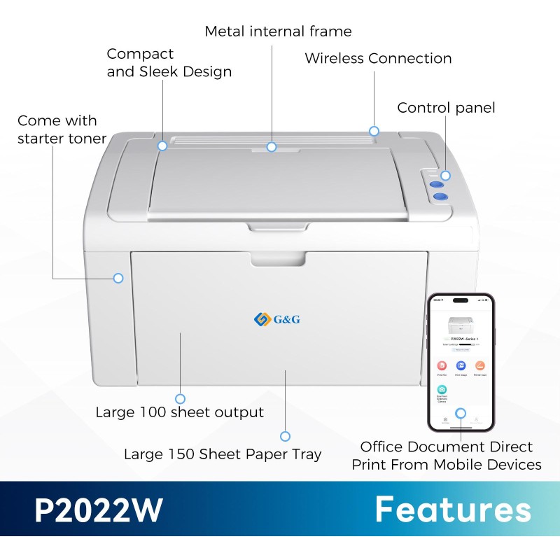 G&G P2022W Single Funzione A4 22ppm  Wi-Fi