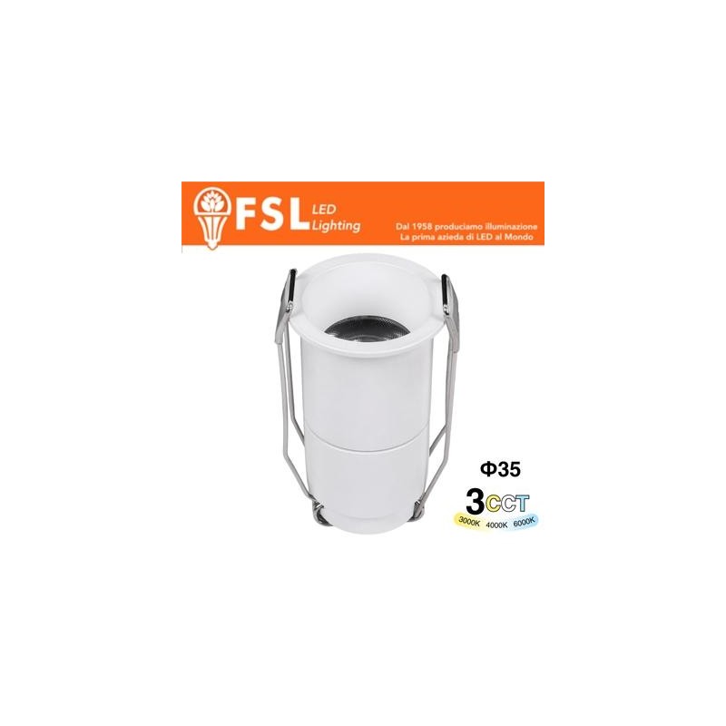 Micro Punto luce LED Minispotlight da incasso – 3W 3CCT – 35*62mm – IP20