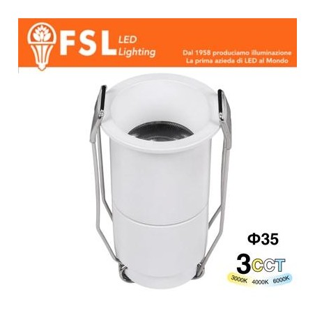 Micro Punto luce LED Minispotlight da incasso – 3W 3CCT – 35*62mm – IP20