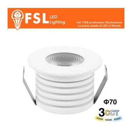 Punto luce LED Spotlight da incasso – 7W 3CCT – 70*75mm – IP20