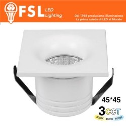 Punto luce LED Spotlight da incasso QUADRATO 4W 3CCT – 45*45*36mm