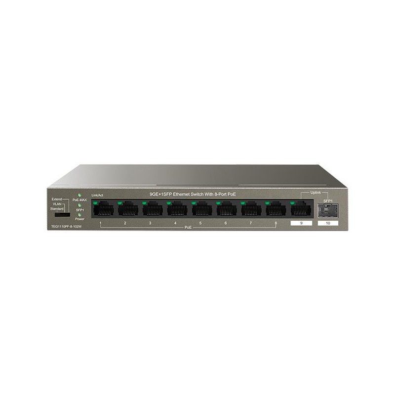 Switch Ethernet 9 porte GE+1SFP con 8-Port PoE 120w