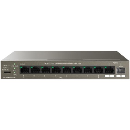 Switch Ethernet 9 porte GE+1SFP con 8-Port PoE 120w