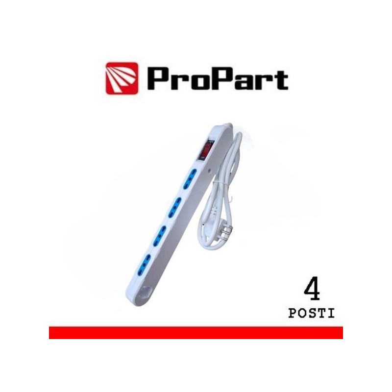 Multipresa Salvaspazio 4posti 2P+T bipasso con protez Spina 10A + interr