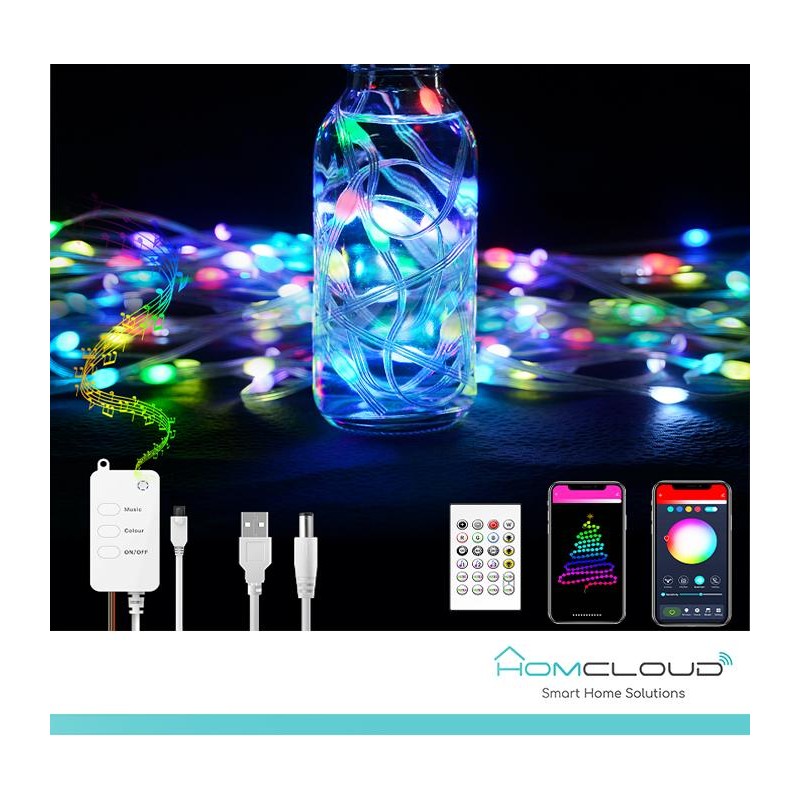 Corda in PVC di Luci Decorative Smart RGB-IC OUTDOOR Wi-Fi + Bluetooth 10M IP65