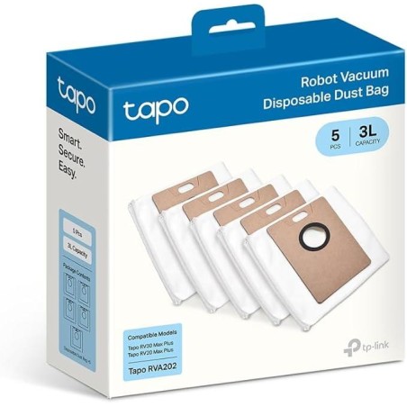 Tapo RVA202 Kit Sacchetti ricambio Robot RV20 Max Plus (5 pezzi) Serie RV20/30
