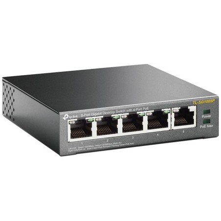 TP-Link Switch PoE Gigabit 5 porte, 4 porte PoE, Max 56W - TL-SG1005P