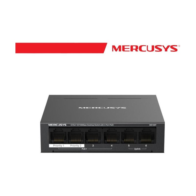Mercusys 6-Port 10/100Mbps Desktop Switch with 4-Port PoE+ - MS106P