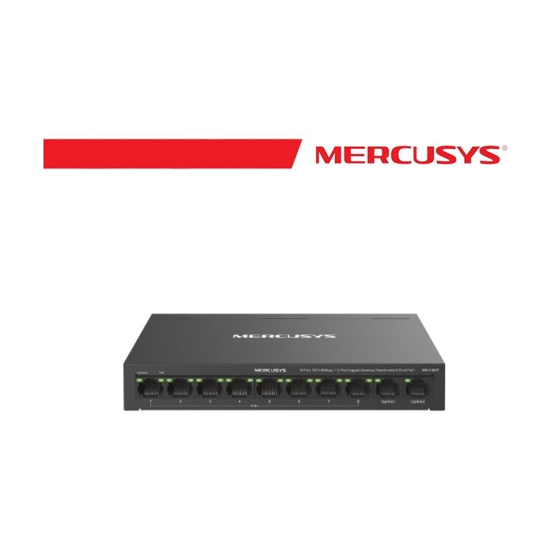 Mercusys 8-Port PoE+ 10/100 Mbps + 2 Gigabit Port Switch - MS110CP