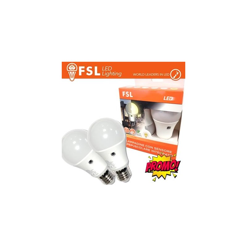 Lampada LED con Doppio Sensore Crepuscolare 9W 3000K - Confezione 2PACK