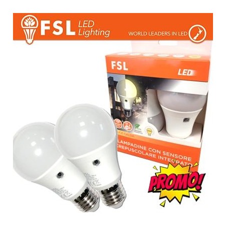 Lampada LED con Doppio Sensore Crepuscolare 9W 4000K - Confezione 2PACK