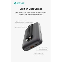 MINI Power Bank Ultra4 da 22,5 W Con 2 cavi integrati 20000 mAh Grigio