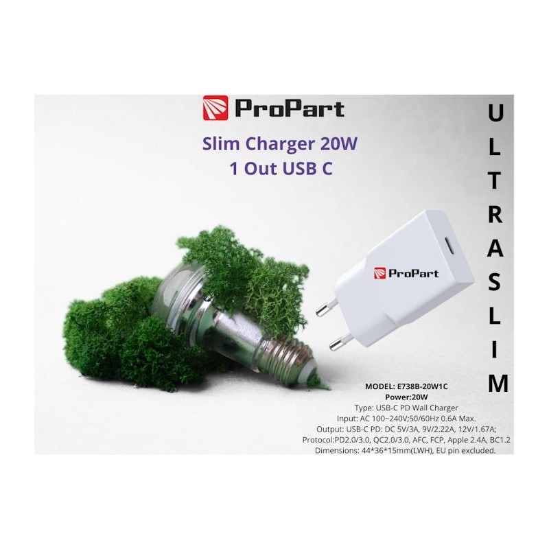 Slim Carica Batterie 20W 1 Out USB-C