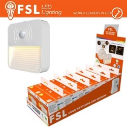 Luce notturna quadrata con sensore di movimento bispina con espositore