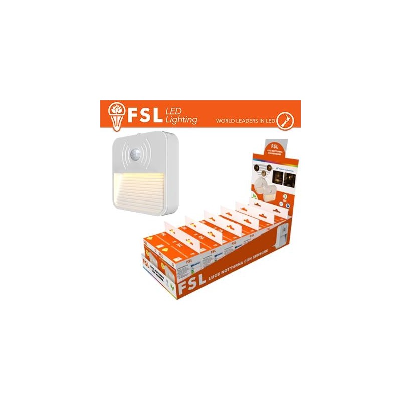 Luce notturna quadrata con sensore di movimento bispina con espositore