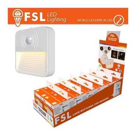 Luce notturna quadrata con sensore di movimento bispina con espositore