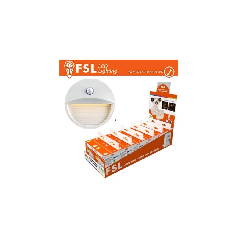 Luce notturna tonda con sensore di movimento bispina con espositore