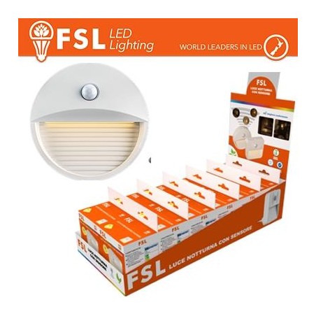 Luce notturna tonda con sensore di movimento bispina con espositore