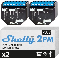Shelly Plus 2PM DOUBLE PACK - Smart Relay 16A  AC/DC WiFi/BT + PM