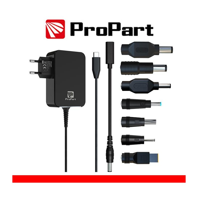 Alimentatore Propart GaN Type C 90W  + 7 Connettori DC nero