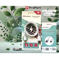 Cavo Carica e Dati Tipo-C 2.4 A. Lunghezza 1 metro Bianco