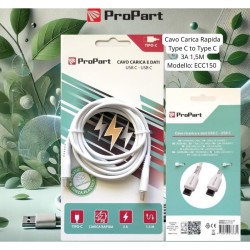 Cavo Carica e Dati Tipo-C a C 3 A. Rapido L.1.5 metri Bianco