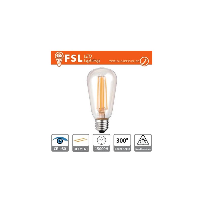 Lampada Filamento Edison - 6W 2700K E27 800LM