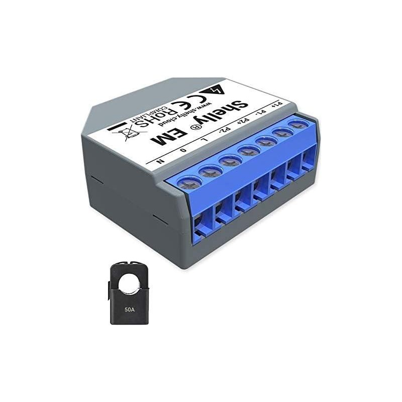 Shelly EM - Modul contatore energia Wi-Fi + pinza amperometrica 50A