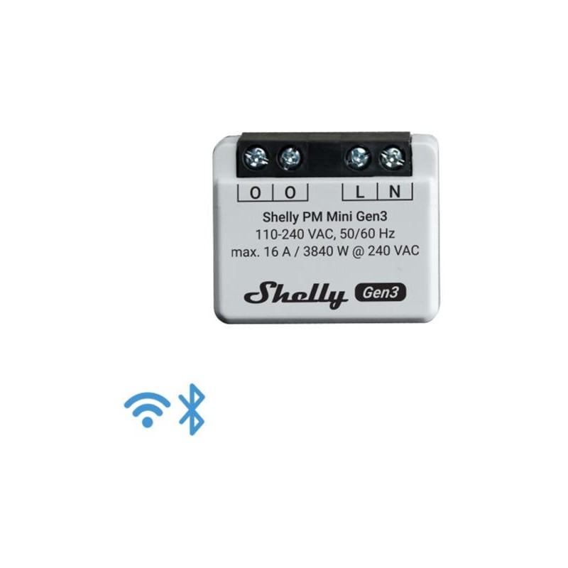 Shelly Mini PM Gen3 - Solo misurazione consumi Wi-FI/BT (no relè/no input) Gen3