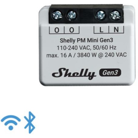 Shelly Mini PM Gen3 - Solo misurazione consumi Wi-FI/BT (no relè/no input) Gen3