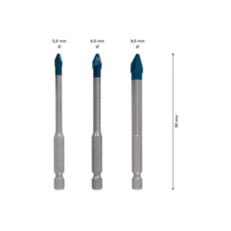 2608900595,Set punte per piastrelle HardCeramic, 3pz 