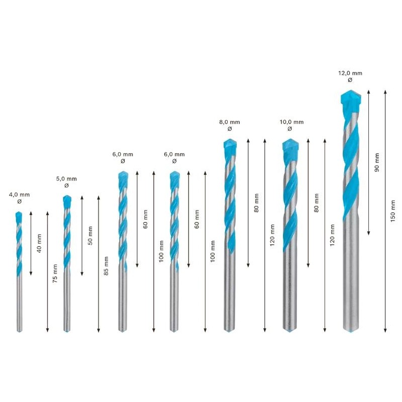 2608900647,Set punte universali Multi Construction 4-12 mm, 7 pz