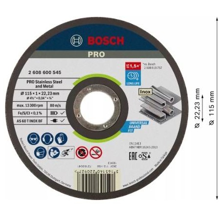 2608600545,Mola da taglio Expert for Inox piana Rapido  115x1 mm