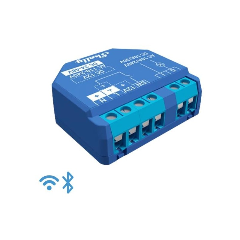 Shelly Plus 1 - Smart Relay contatto pulito 16A  AC/DC WiFi/BT