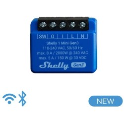 Shelly Mini 1 Gen3 - Smart Relay contatto pulito 8A AC/DC WiFi/BT/Matter