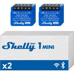 Shelly Mini 1 GEN3 2PACK- Smart Relay contatto pulito 8A AC/DC WiFi/BT/Matter